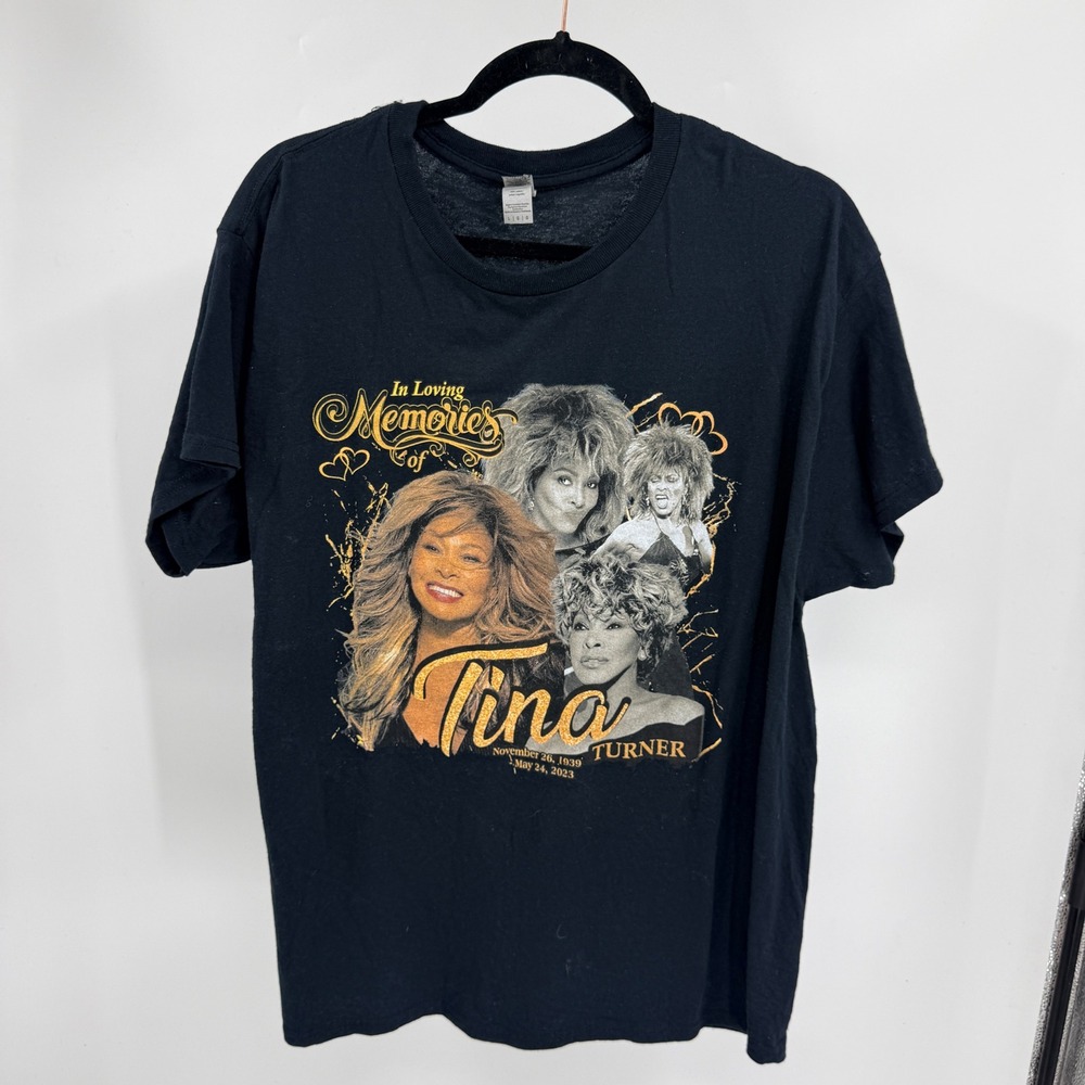 Gildan Tina Turner Memorial Graphic T-Shirt Mens Large Black In‎ Loving Memories